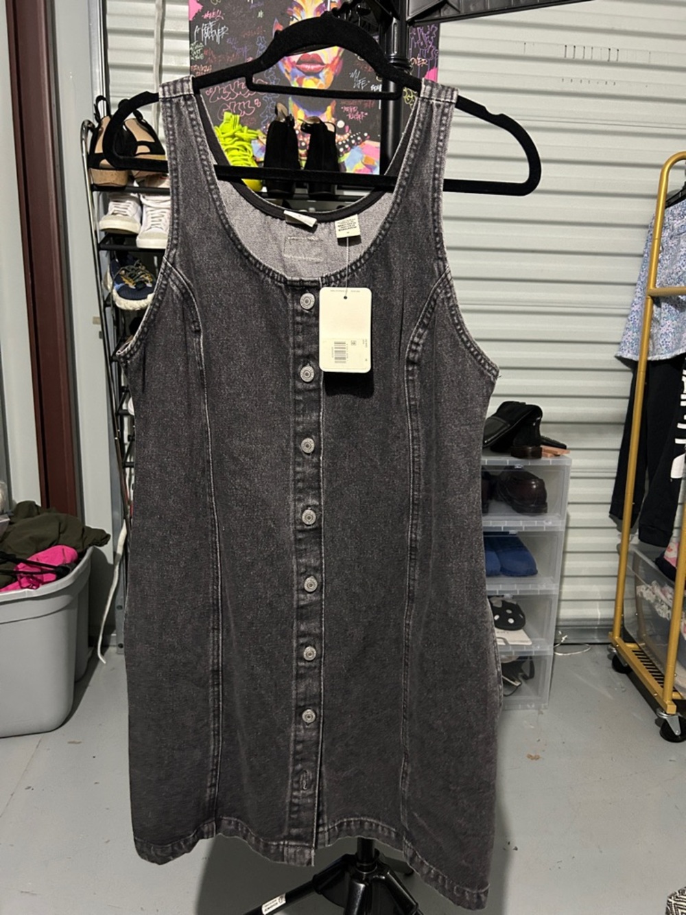 NWT Levis  Black Washed Denim Button-Front Dress